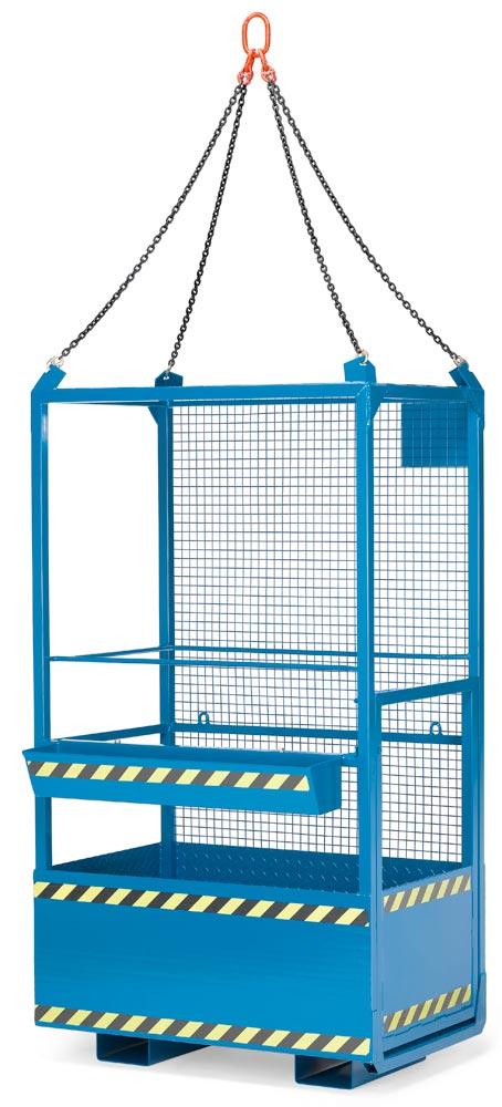 Arbeitskorb für die Nutzung mit dem Gabelstapler und dem Kran, Zulässig für 2 Personen, BxTxH 1200x800x2200 mm, Traglast 300 kg, RAL 5010 enzianblau