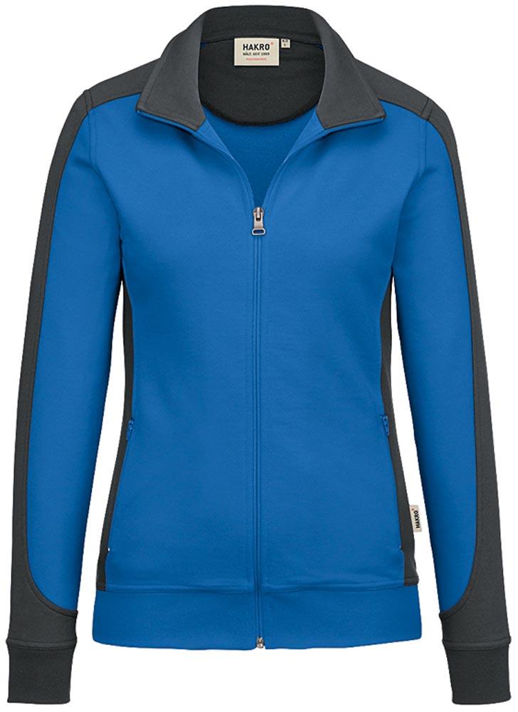 Damen-Sweatjacke Contrast MikraLinar, Farbe royal/anthrazit, Gr. 5XL