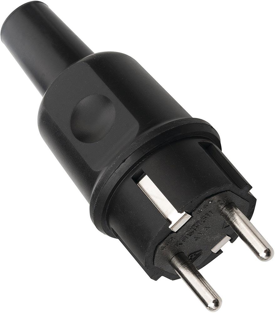 Schutzkontaktstecker 10-/16 A 250 V schwarz IP44 Vollgummi
