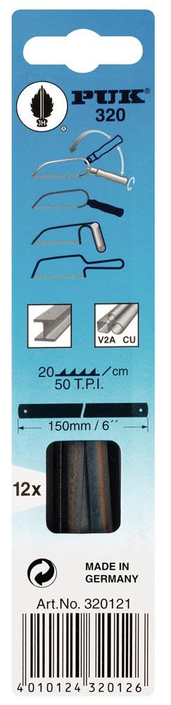 Metallsägeblatt 320 Länge 150 mm Zähne per Zoll 50 1-seitig 12 Stück / Karte