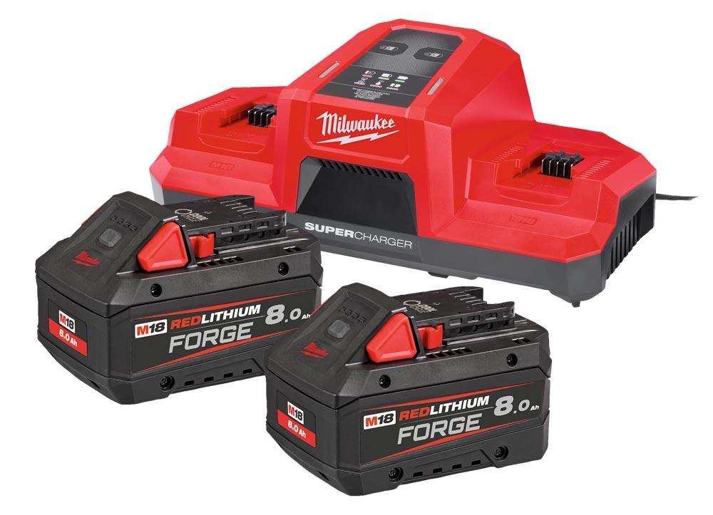 MILWAUKEE  Starter-Set 18 V FORGE  2 x 8,0 Ah Akku-Pack u. Zweifach Schnellladegerät