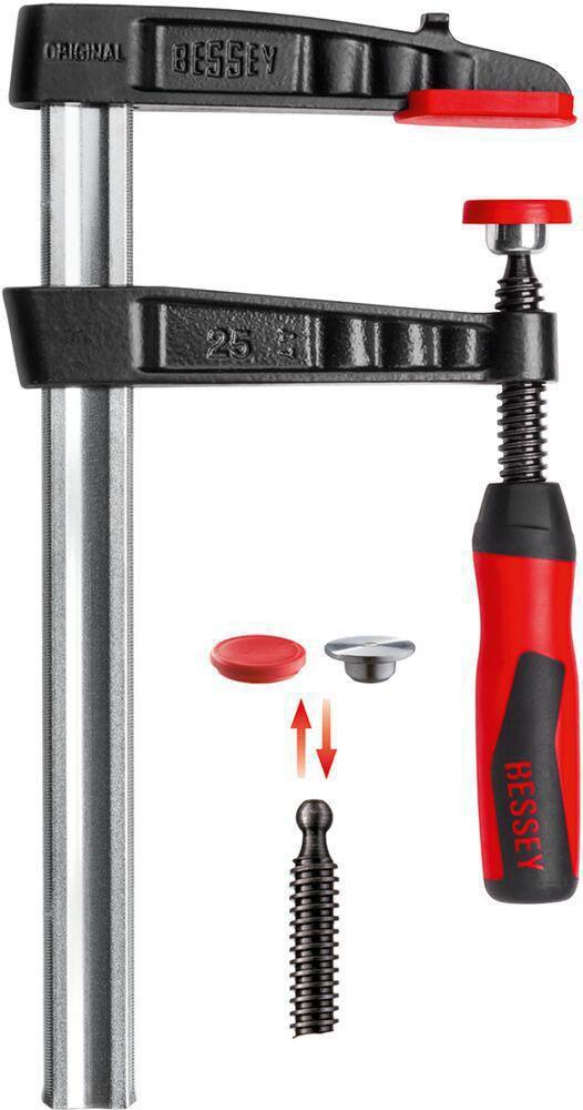 Temperguss-Schraubzwinge TG-2K Spannweite 250 mm Ausladung 120 mm 2-Komponentengriff 29 x 9 mm