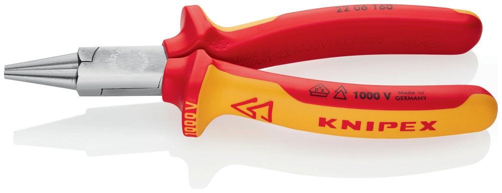 Rundzange Länge 160 mm Zange verchromt VDE Mehrkomponenten-Hüllen Rundzange Länge 160 mm Zange verchromt VDE Mehrkomponenten-Hüllen