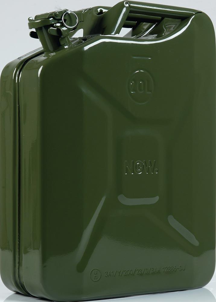 Kraftstoffkanister 20 l Olivgrün RAL 6003 Stahlblech 8 mm L360xB170xH470mm