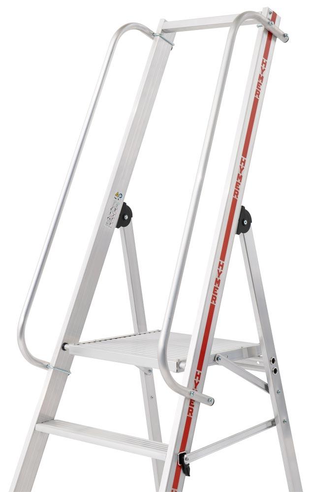 Plattformleiter mit Handlauf, klappbar, Podesthöhe o. Geländer 1420 mm, 6 Stufen
