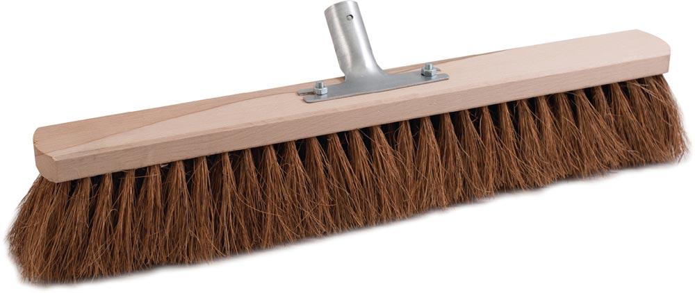 Besen Kokos Länge 1000 mm mit Metallstielhalter Flachholz