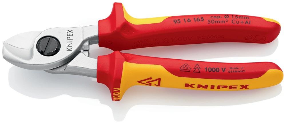 Kabelschere Länge 165 mm Kopf verchromt VDE Mehrkomponenten-Hüllen Form 1