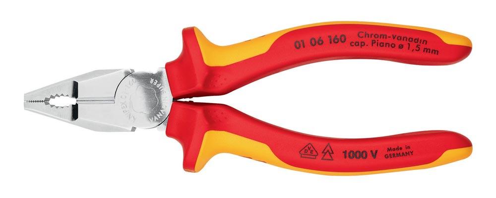 Kombizange Länge 160 mm verchromt Mehrkomponenten-Hüllen VDE