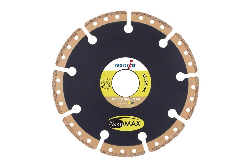 Diamanttrennscheibe MC850 AkkuMAX Ø 125 mm Bohrung 22,23 mm Segmenthöhe 2,5 mm Segmentstärke 1,9 mm Winkelschleifer Segmentbreite 37,6 mm Diamanttrennscheibe MC850 AkkuMAX Ø 125 mm Bohrung 22,23 mm Segmenthöhe 2,5 mm Segmentstärke 1,9 mm Winkelschleifer Segmentbreite 37,6 mm