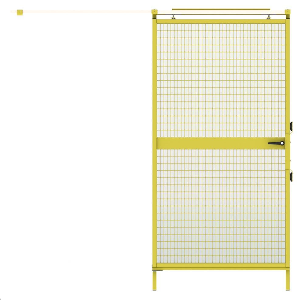Schiebetür für Maschinenschutzgitter, Magnetverschluss, BxH 1250x2000 mm, RAL 1018 zinkgelb