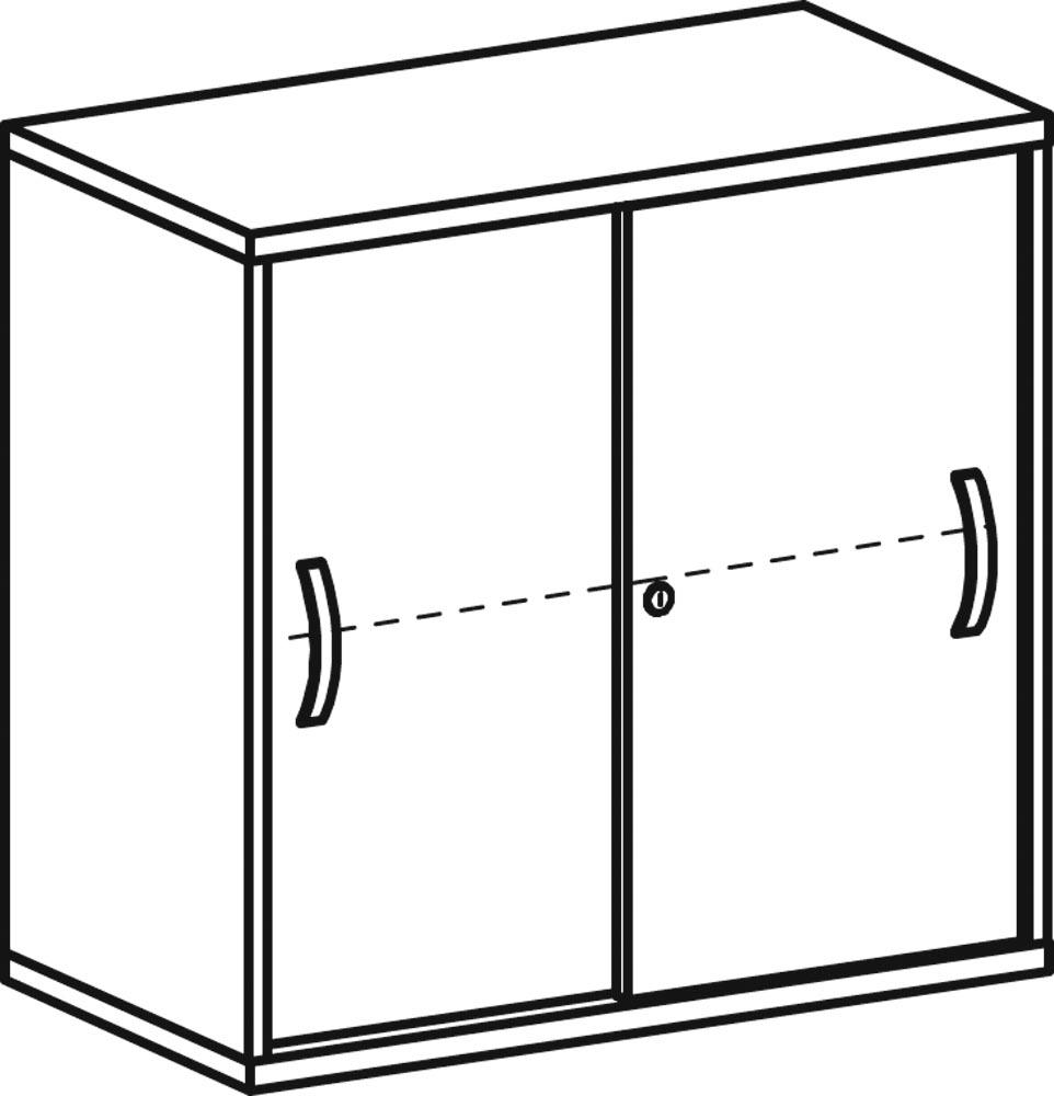 Büro-Schiebetürenschrank, BxTxH 800x425x768 mm, 2 OH, 1 Boden, Schloss, lichtgrau