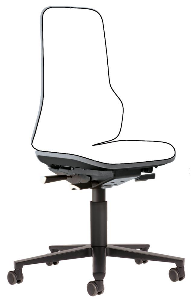 Arbeitsdrehstuhl, Permanentkontakt, mit Rollen, Flexband grau, Basisstuhl ohne Polster, Sitz Höhe 450-620 mm, DIN 68877 Arbeitsdrehstuhl, Permanentkontakt, mit Rollen, Flexband grau, Basisstuhl ohne Polster, Sitz Höhe 450-620 mm, DIN 68877