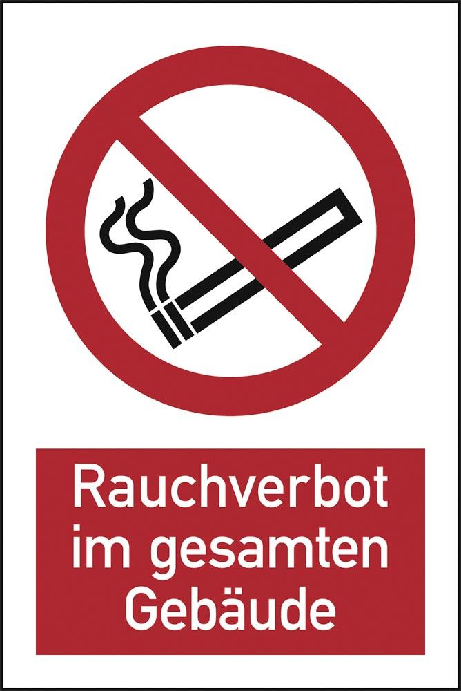 Verbotsschild, Rauchverbot im gesamten Gebäude, Folie, 200x300 mm, DIN EN ISO 7010