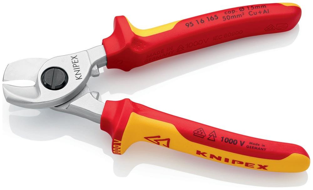 Kabelschere Länge 165 mm Kopf verchromt VDE Mehrkomponenten-Hüllen Form 1
