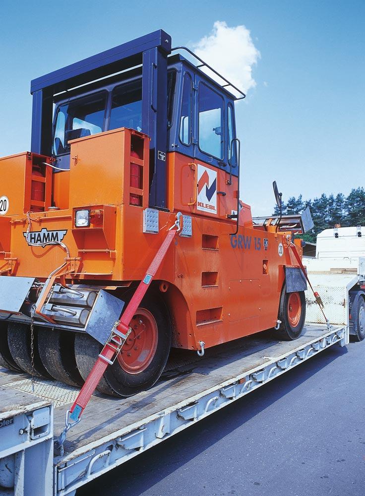 Einteiliger Zurrgurt, 4000 daN zul. Zugkraft in der Umreifung, Gurtbreite 50 mm, Länge 4 m, Farbe orange, 4 Streifen, VE 2 Stück