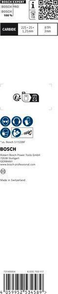 Säbelsägeblatt Expert Thick Tough Metal Länge 225 mm Breite 25 mm Zahnteilung TPI 8 3 mm S-Schaft 1 Stück / Karte