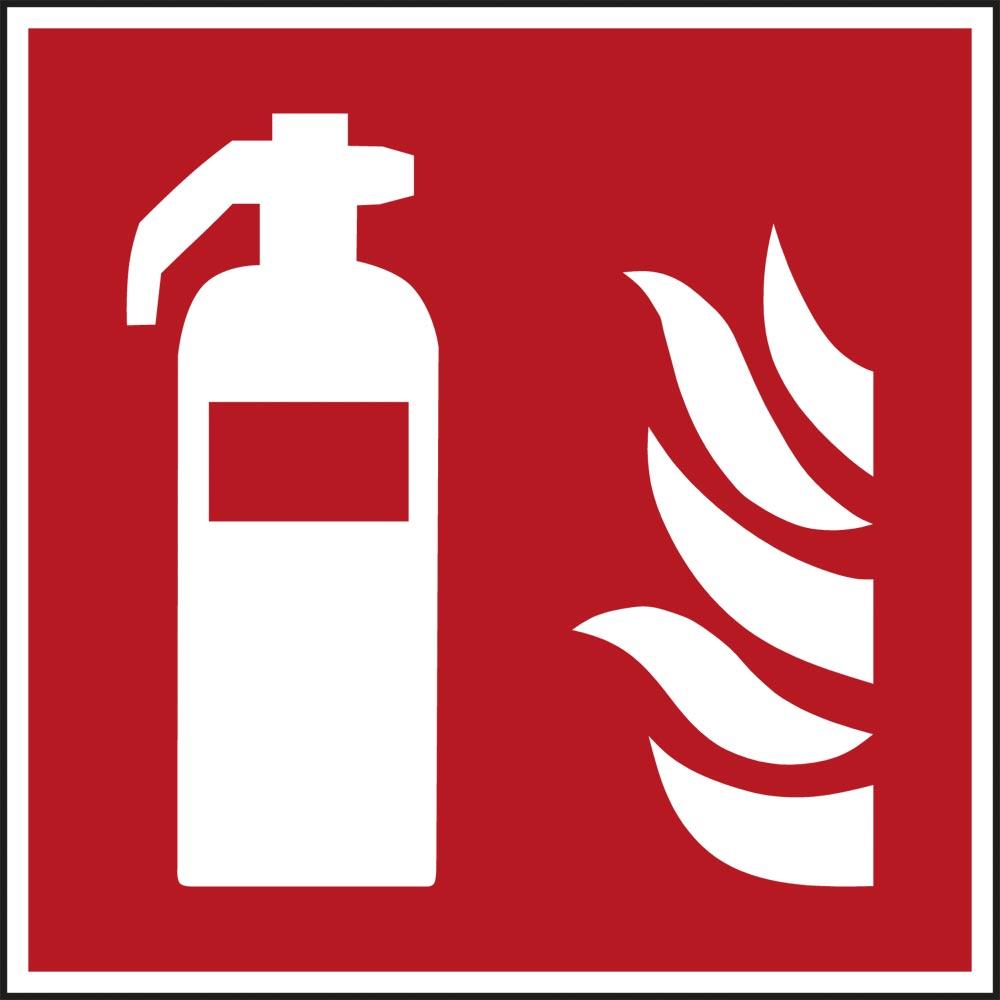 Hinweisschild, Brandschutzkennzeichnung, Feuerlöscher, Alu lnl, 150x150 mm, DIN EN ISO 7010