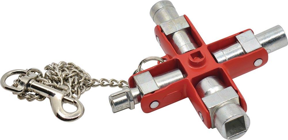 Doppel-Schaltschrankschlüssel SuBMaster 9 in 1 14 Funktionen mit Karabinerhaken an Kette