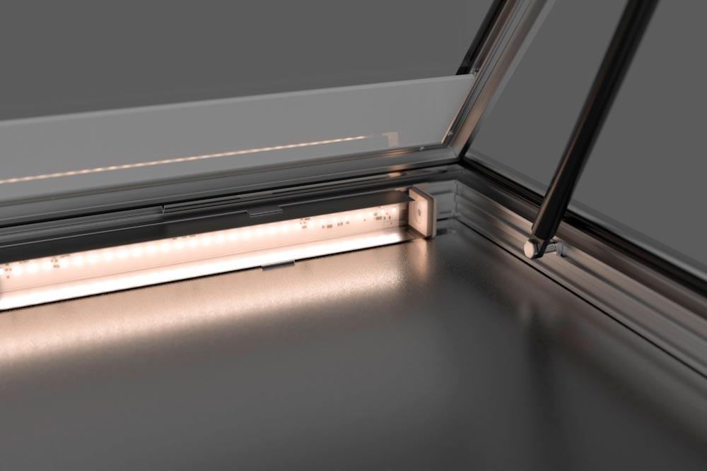 Beleuchtung für Top-Schaukasten 790 mm breit, LED-Langfeldleuchte 13 Watt, 4000 Kelvin, 505mm breit