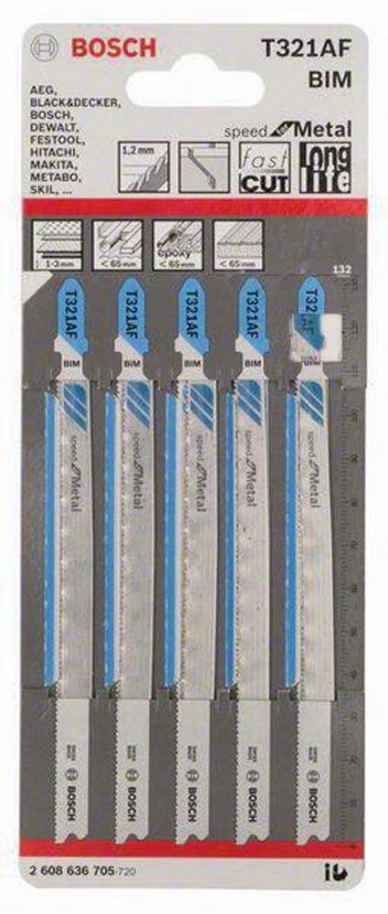 Stichsägeblatt T 321 AF Gesamtlänge 132 mm Zahnteilung 1,2 mm BIM 5 Stück / Karte