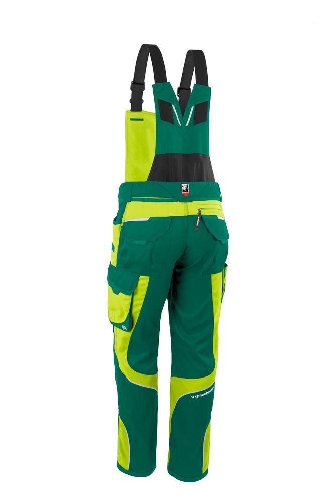 Herren Latzhose Iron, Farbe grün/warngelb, Gr. N52