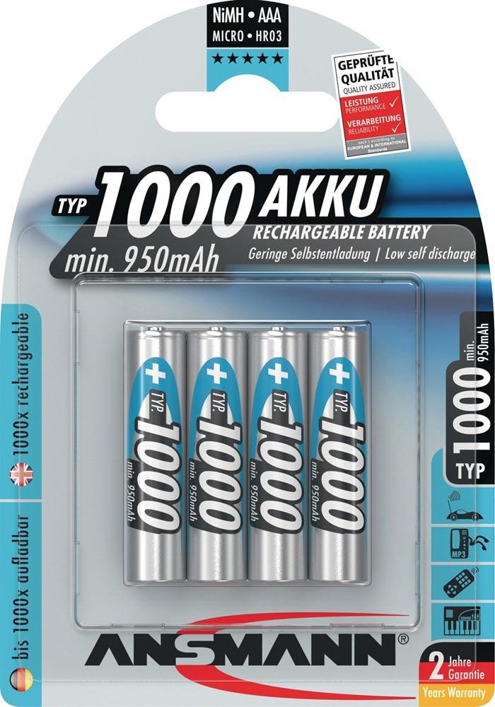 Akkuzelle 1,2 V 1000 mAh R03-AAA-Micro HR03 4 4St./Blister