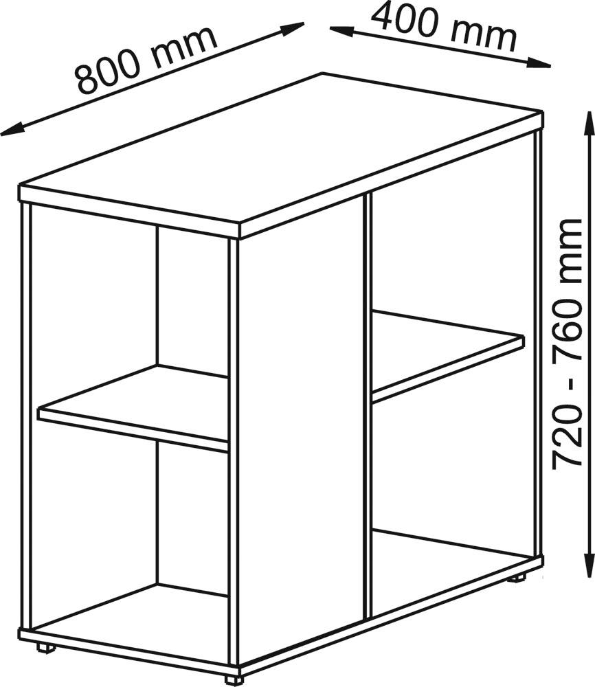 Anstellcontainer, BxTxH 400x800x720-760, 4 Fächer, weiß Anstellcontainer, BxTxH 400x800x720-760, 4 Fächer, weiß