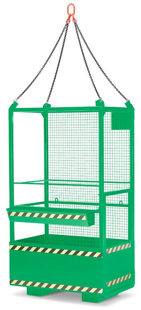 Arbeitskorb für die Nutzung mit dem Gabelstapler und dem Kran, Zulässig für 2 Personen, BxTxH 1200x800x2200 mm, Traglast 300 kg, RAL 6018 gelbgrün
