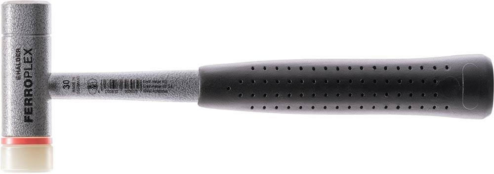 Schon- und Schlosserhammer FERROPLEX Länge 290 mm Kopf-Ø 30 mm hart Stahlrohr Nylon weiß/Vergütungsstahl Schon- und Schlosserhammer FERROPLEX Länge 290 mm Kopf-Ø 30 mm hart Stahlrohr Nylon weiß/Vergütungsstahl