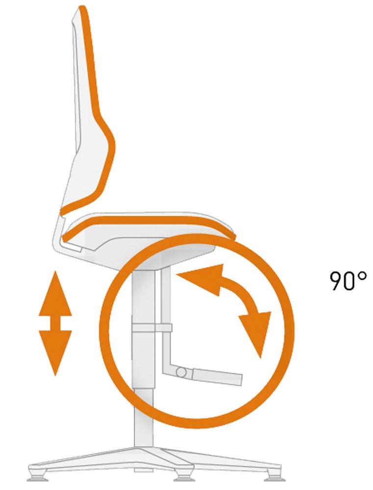 Arbeitsdrehstuhl, Permanentkontakt, mit Rollen, Flexband grau, Basisstuhl ohne Polster, Sitz Höhe 450-620 mm, DIN 68877 Arbeitsdrehstuhl, Permanentkontakt, mit Rollen, Flexband grau, Basisstuhl ohne Polster, Sitz Höhe 450-620 mm, DIN 68877