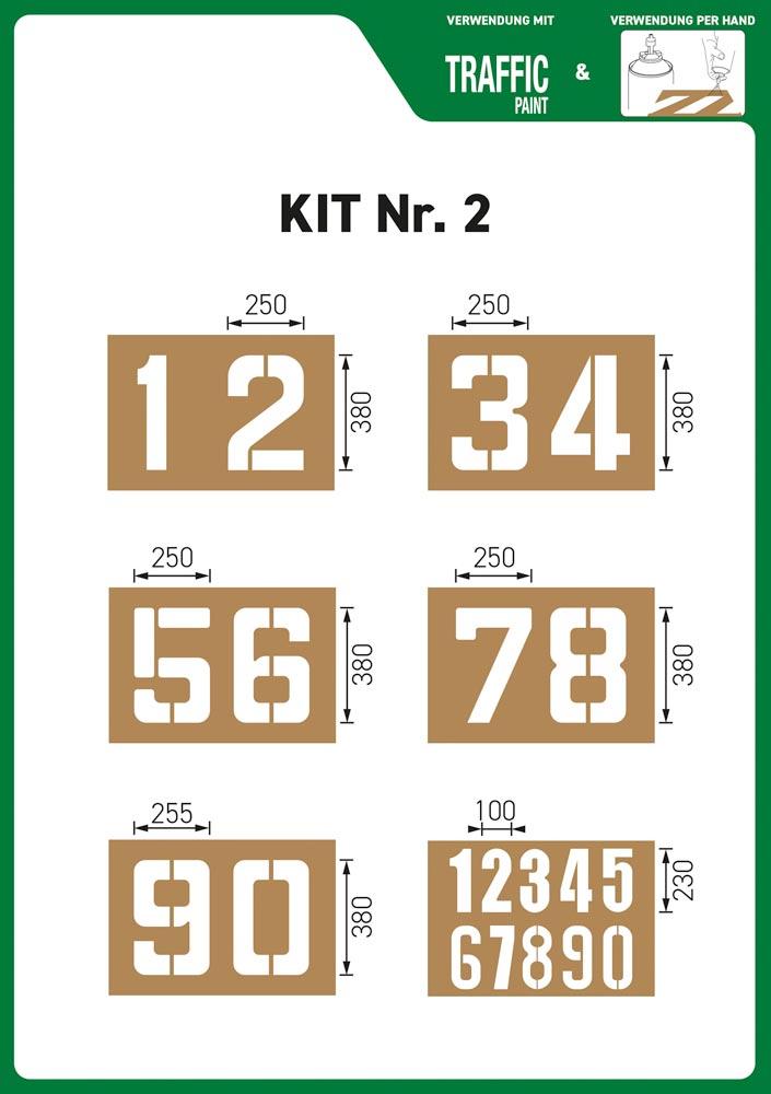 Schablonen-Set aus 6 verschiedenen Schablonen, Ziffern