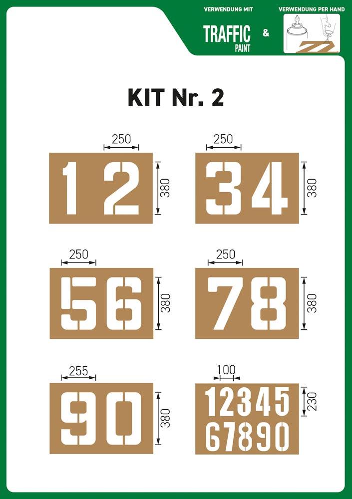 Schablonen-Set aus 6 verschiedenen Schablonen, Ziffern