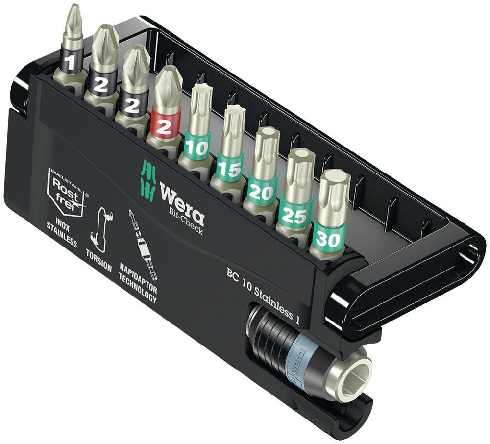 Edelstahlbitsortiment BC 10 Stainless 1 10-teilig PH/PZD/TX/Schnellw.Halter