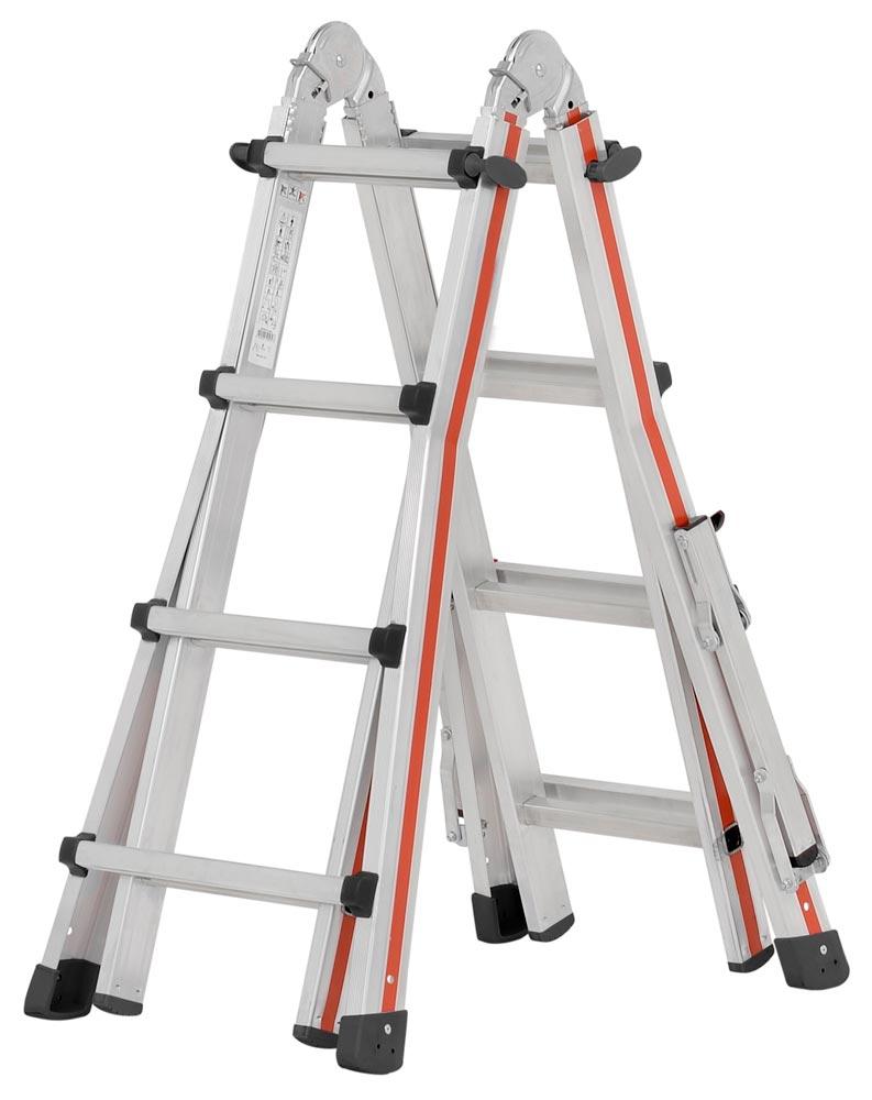 Teleskopleiter, 4x4 Sprossen, Länge als Anlegeleiter 4,02 m, als ausgefahrene Stehleiter 1,95 m, zusammengeklappt 1200 mm, 13,2 kg, mit Auslegern Teleskopleiter, 4x4 Sprossen, Länge als Anlegeleiter 4,02 m, als ausgefahrene Stehleiter 1,95 m, zusammengeklappt 1200 mm, 13,2 kg, mit Auslegern