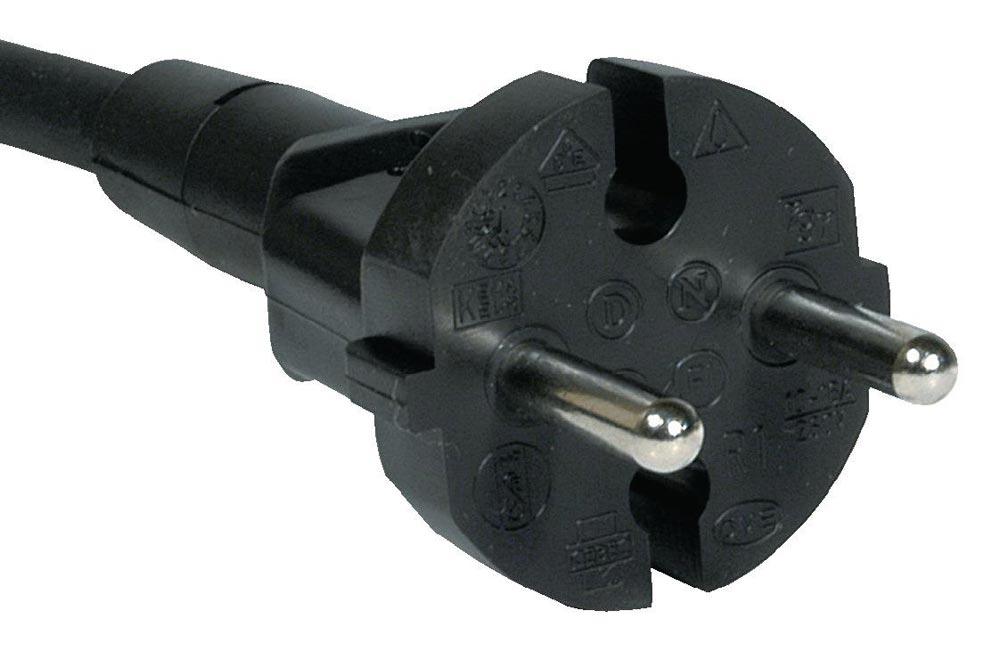 Anschlussleitung H07RN-F 2 x 1 mm 3 m mit Konturenstecker schwarz für Innen- / Außenbereich