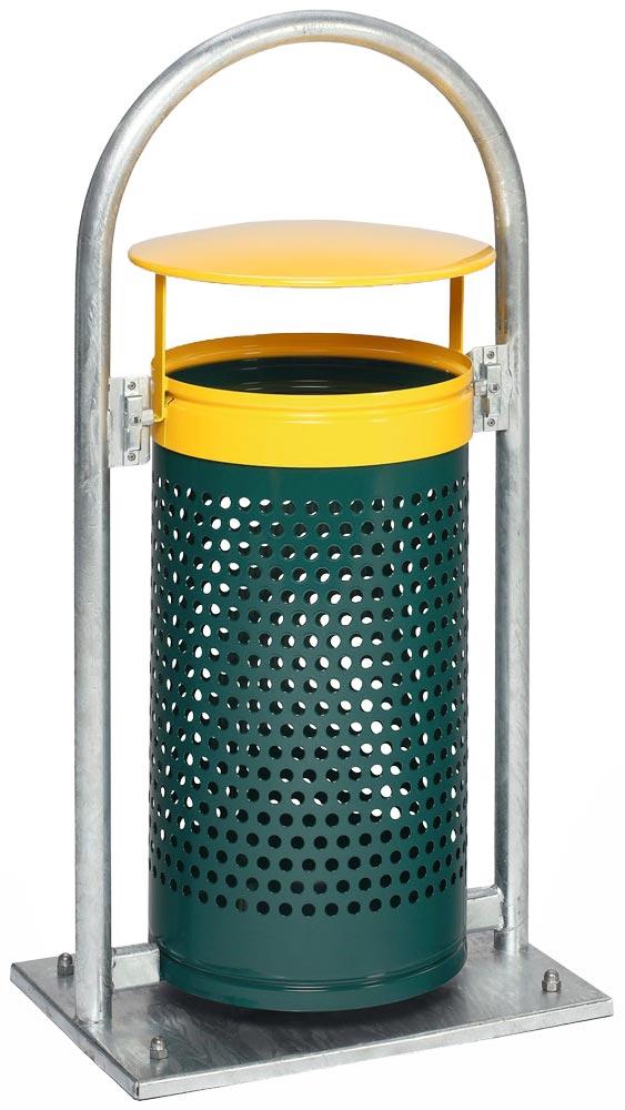 Abfallbehälter, Außeneinsatz, ohne Ascher, komplett feuerverzinkt, Vol. 65 l, BxTxH 580x380x1165 mm