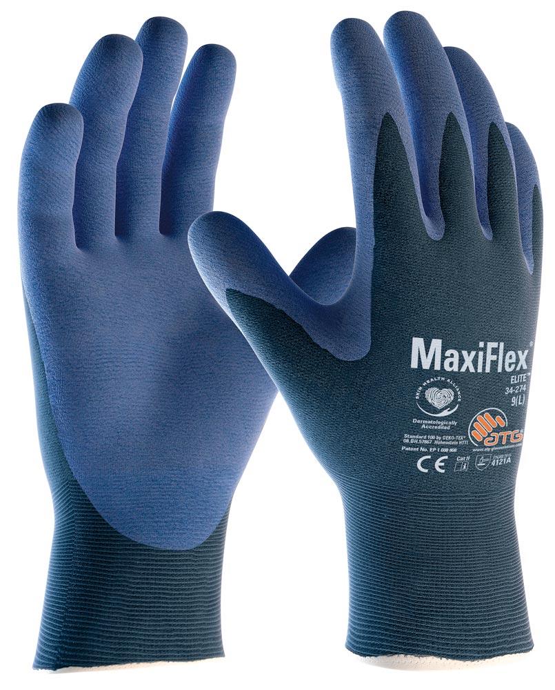 Handschuhe MaxiFlex® Elite™ 34-274 Größe 10 blau/blau EN 388 PSA-Kategorie II