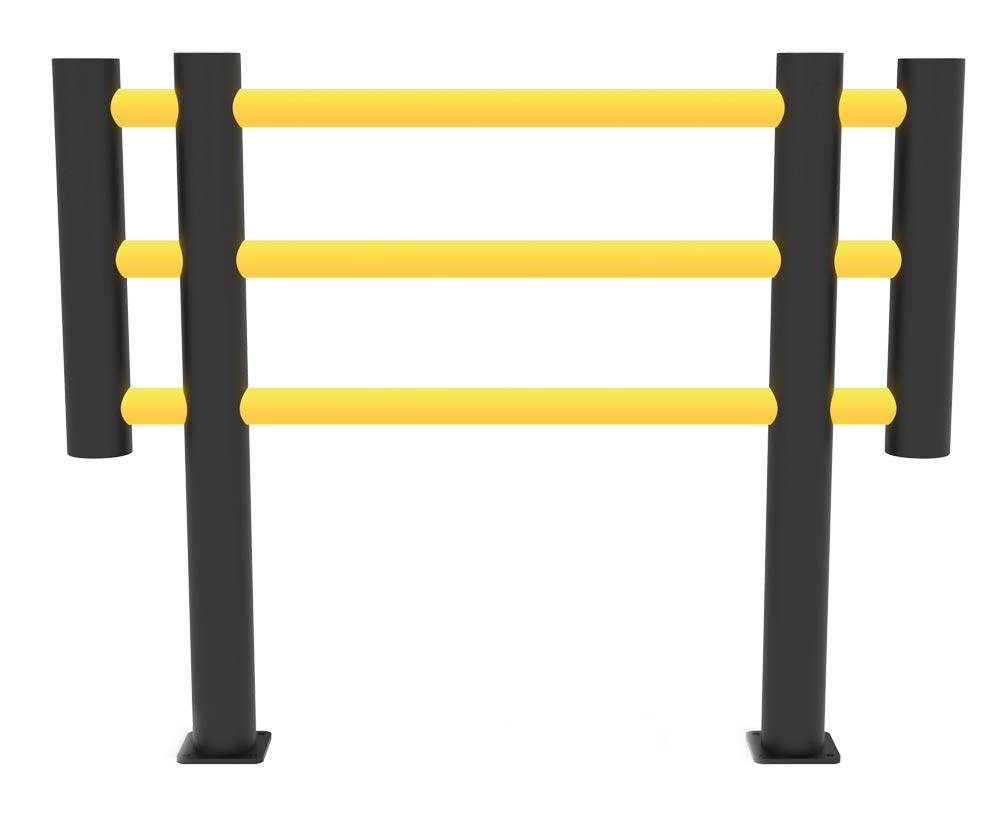 Maschinenschutzgitter, Spezialkunststoff, Gesamtbreite 1500 mm, Höhe 1200 mm, gelb/schwarz
