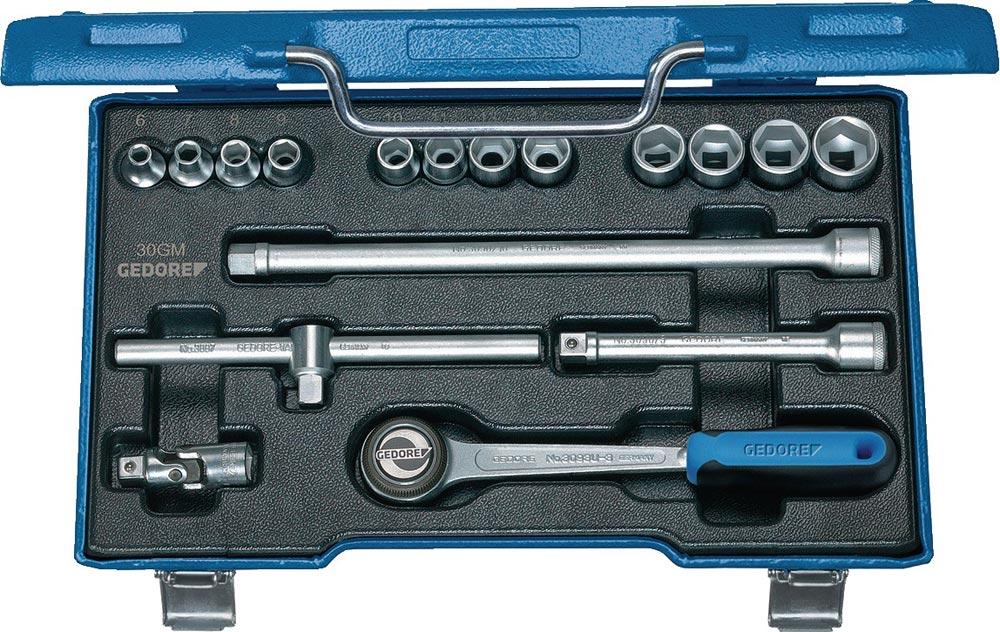 Steckschlüsselsatz 30 GMU-3 17-teilig 3/8 Schlüsselweiten 6-19 mm Anzahl Zähne 72 6-Kant Steckschlüsselsatz 30 GMU-3 17-teilig 3/8 Schlüsselweiten 6-19 mm Anzahl Zähne 72 6-Kant