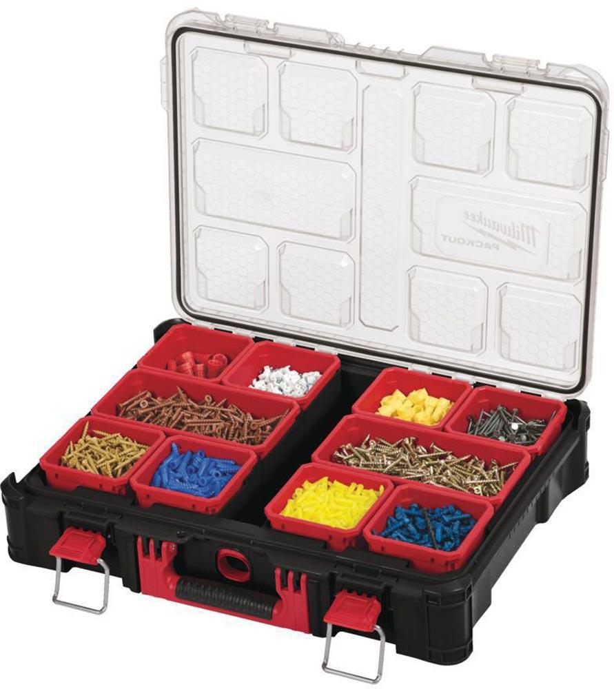 Organizer PACKOUT™ B500xT386xH117mm 10 Fächer stapelbar transparent rot-schwarz