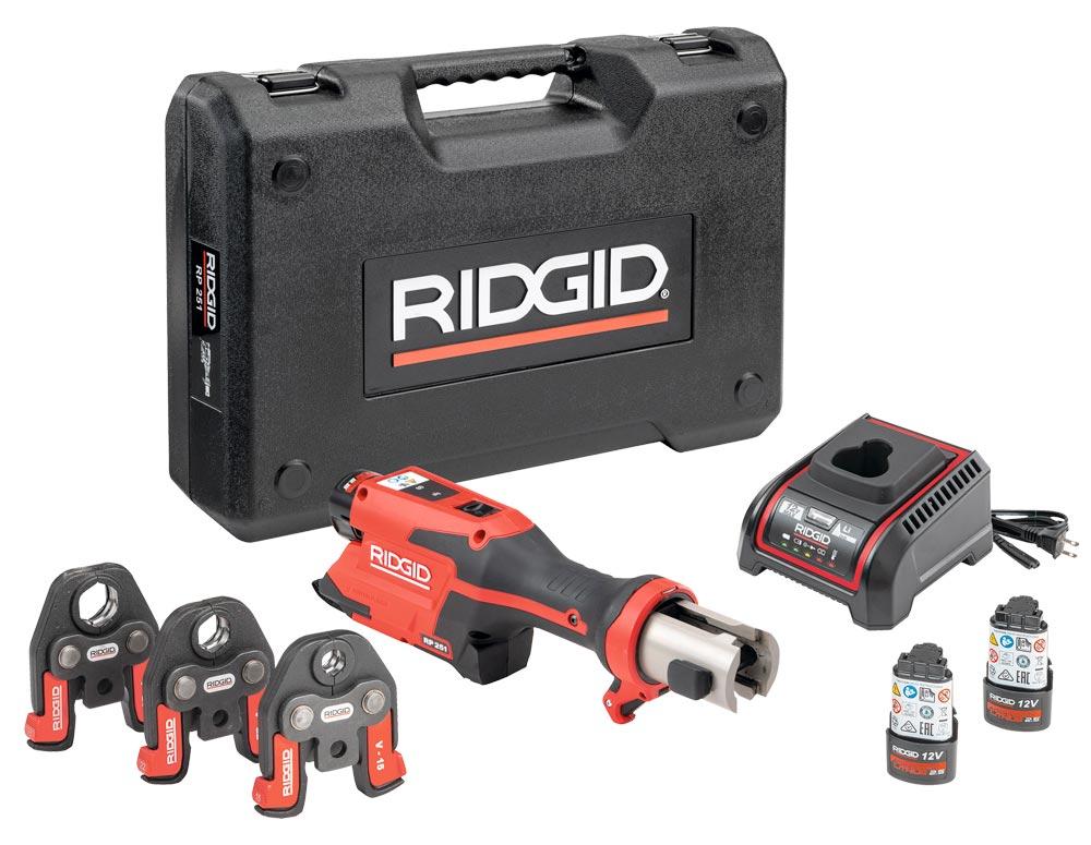 RIDGID Akku-Presswerkzeug RP 251 12 V 2 x 2,5 Ah mit Pressbacken V15-22-28