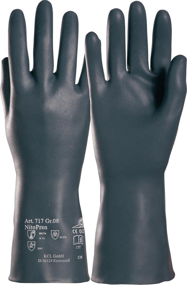Chemikalienhandschuhe Nitopren 717 Größe 9 dunkelgrau EN 388, EN 374 PSA-Kategorie III