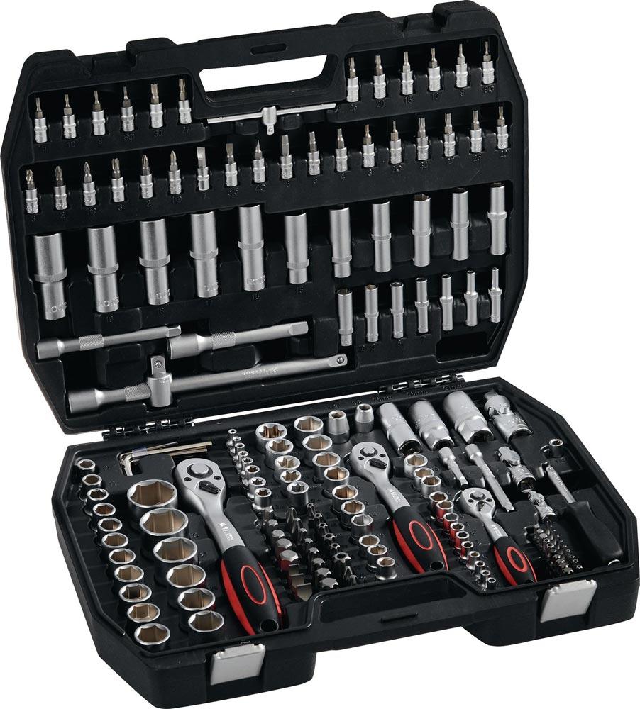 Steckschlüsselsatz 171-teilig 1/4 + 3/8 + 1/2 Schlüsselweiten 4-32 mm Anzahl Zähne 72/72/72 6-Kant Steckschlüsselsatz 171-teilig 1/4 + 3/8 + 1/2 Schlüsselweiten 4-32 mm Anzahl Zähne 72/72/72 6-Kant