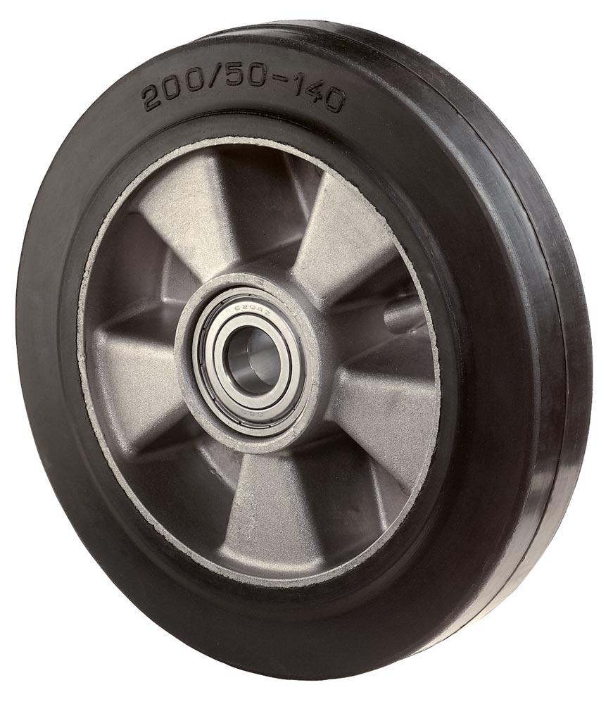 Lenkrolle für Hubwagen, Elastik schwarz, Durchm.xB 180x50 mm, Naben-L 60 mm, Traglast 350 kg, Kugellager