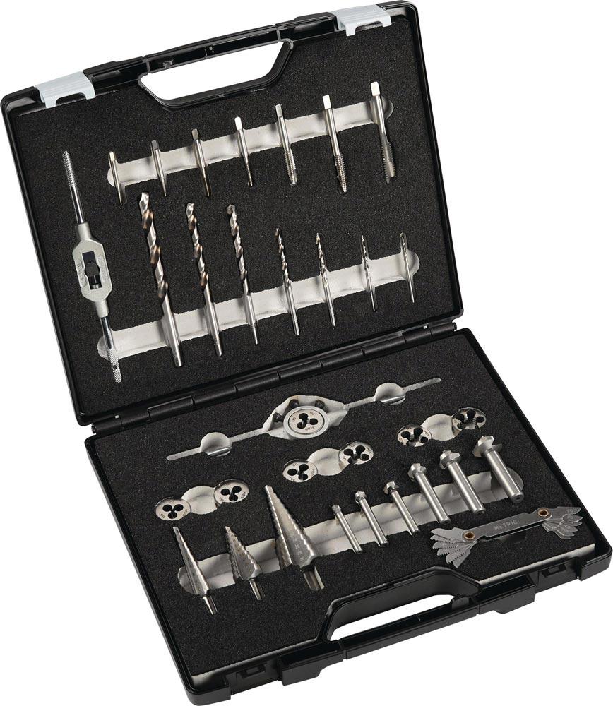Metallbearbeitungs-Satz M3-M12 33-teilig HSS Kunststoffkoffer