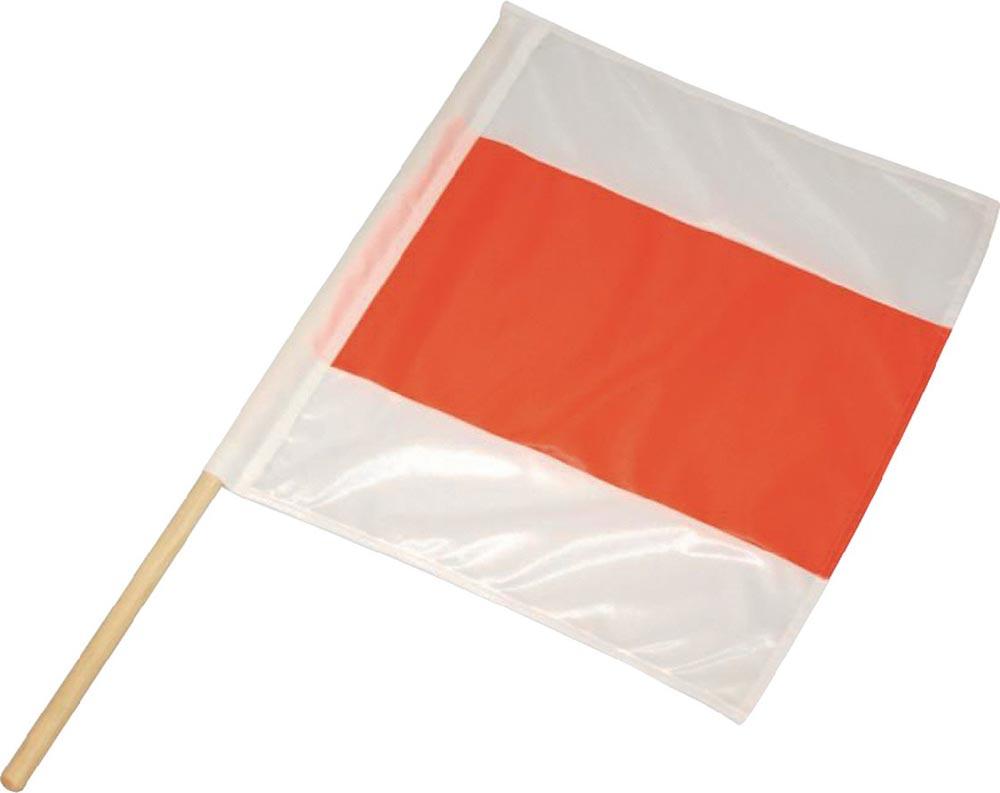 Warnfahne Länge 500 x Breite 500 mm Polyester mit Holzstiel Warnfahne Länge 500 x Breite 500 mm Polyester mit Holzstiel