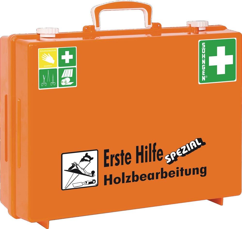 Erste Hilfe Koffer Beruf SPEZIAL Holzbearbeitung B400xH300xT150ca.mm orange