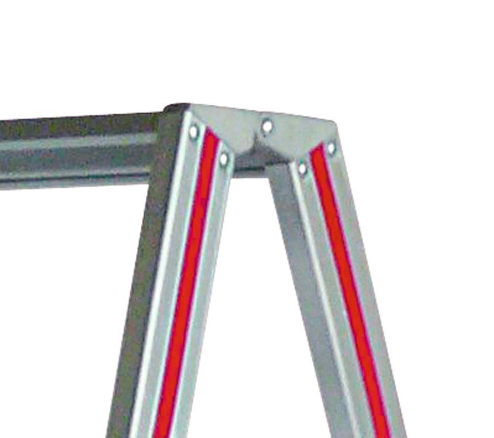 Stufen-Stehleiter, beidseitig begehbar, inkl. Spreizsicherung, Höhe 1850 mm, 2x8 Stufen, Gewicht 11,6 kg