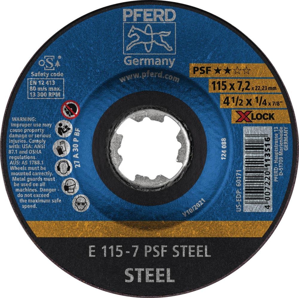 Schruppscheibe X-LOCK PSF STEEL D125xS7,2mm gekröpft Stahl Bohrung 22,23 mm Schruppscheibe X-LOCK PSF STEEL D125xS7,2mm gekröpft Stahl Bohrung 22,23 mm