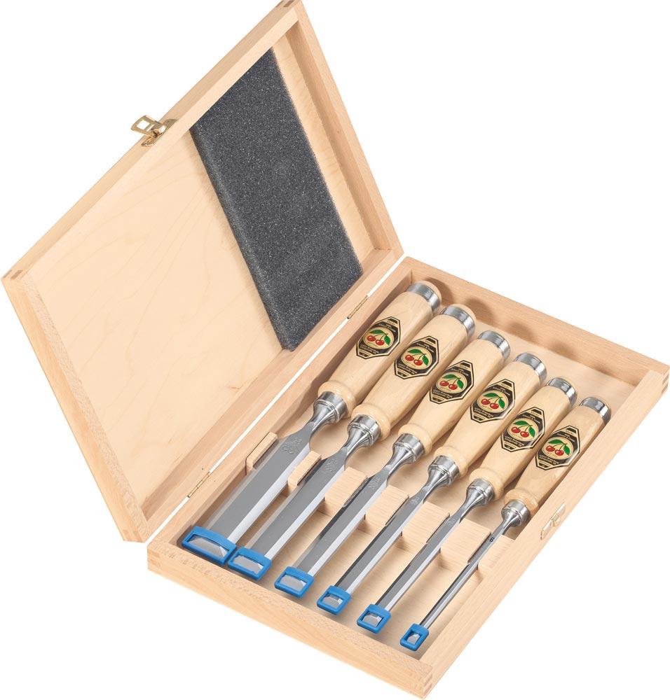 Stechbeitelsatz 6,10,12,16,20,26 mm Weißbuchenheft Ulmer Form 6-teilig Holzkasten Stechbeitelsatz 6,10,12,16,20,26 mm Weißbuchenheft Ulmer Form 6-teilig Holzkasten